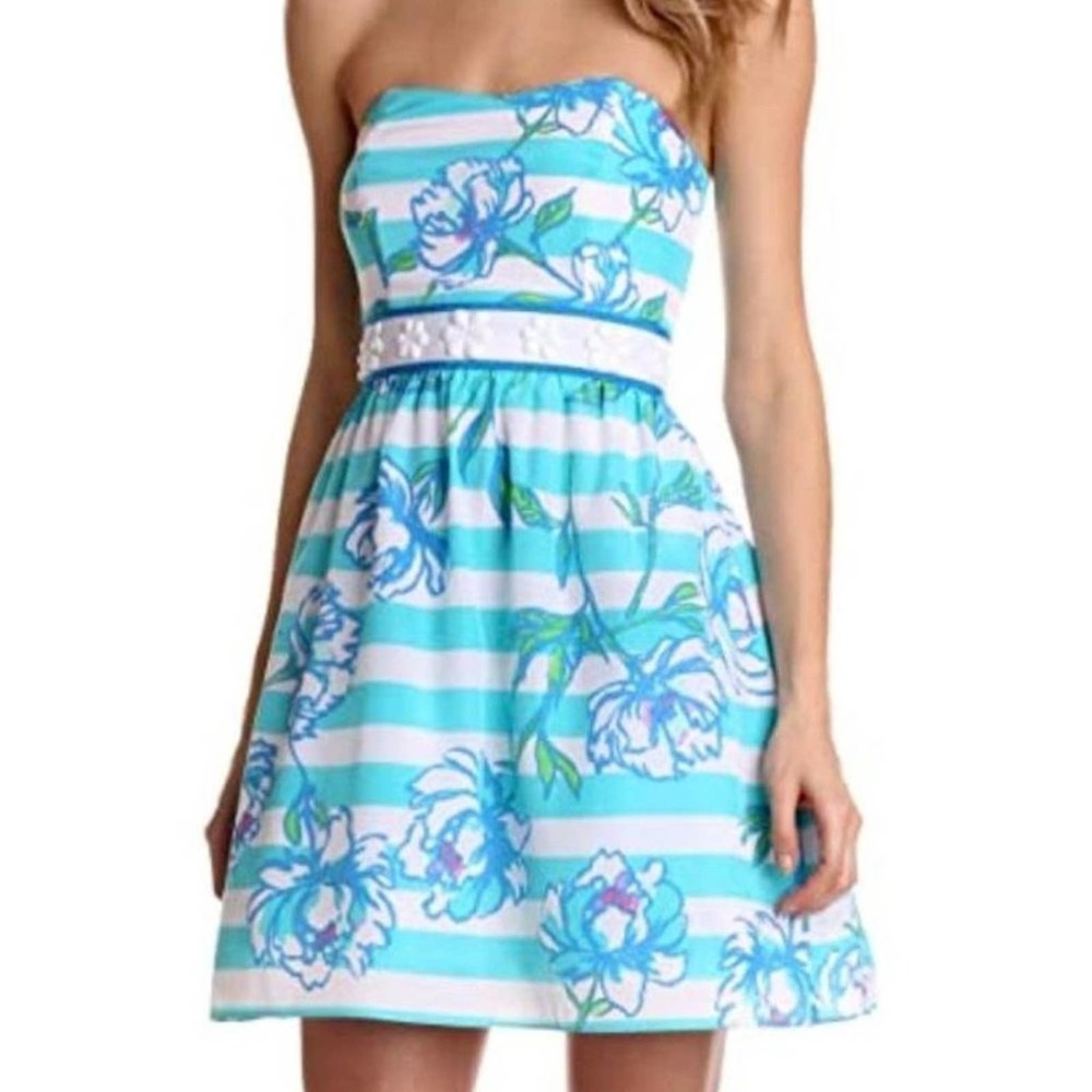 Lilly Pulitzer Langley Silk/Cotton strapless Dress size 4